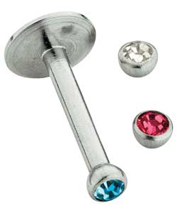 Unbranded Surgical Steel Cubic Zirconia Labret Belly Bars