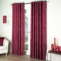 Susan Eyelet Cotton Lined Curtains Wine 117 x 229cm