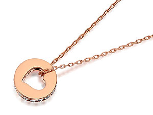 Unbranded Swarovski-1080284-Crystal-And-9ct-Rose-Gold-Now-Heart-Pendant-And-Chain-016286