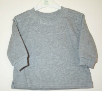 Plain grey warm sweatshirt with rib sleeves and ne