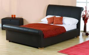 The Angelina`s flamboyant curves make it a very desirable real leather bed. Comes with a sprung