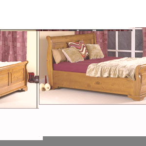 Sweet Dreams, the Connery, 4ft 6 Pine Bedstead Strong and commanding with head-turning sleigh bed