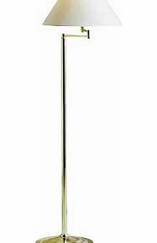 This floor lamp features a moveable swing arm for your added convenience and the brass finish and neutral fabric shade will create a warm ambience in your home. Height 137cm. Diameter of shade 35.5cm. Foot switch. Suitable for use with low energy bul