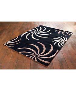 Unbranded Swirls Wool Rug - Black 180 x 120cm