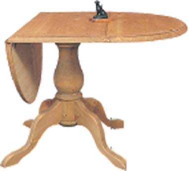 Our tradtitional pembroke table is a drop leaf style on an 8inch single pedestal. Also available in
