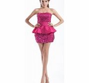 Unbranded Taffeta and Sequined Fabric Strapless Pleated