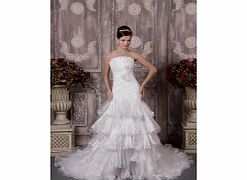 Unbranded Taffeta Organza Chapel Train Strapless White