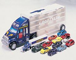 Free-wheel truck can hold 12 x 3 inch cars