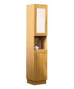 Tall unit with mirrored door and plinth base.Particleboard with beech effect foil finish.2 doors.2 a