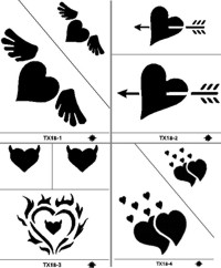 Unbranded Tattoo Stencil Set - Hearts TX-18