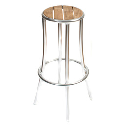 Cafe Barstool Teak and Aluminium - This modern and stylish bar stool has a welded frame for extra st