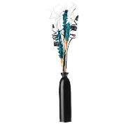 Unbranded Teal Exotics In Large Black Bottle Vase