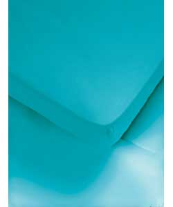 Unbranded Teal Percale Kingsize Fitted Sheet