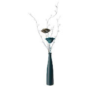 Unbranded Teal Wood Flower In Teal Vase