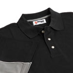 Teamwear Touring polo shirt with a classic three button placket style. Stylish black Teamwear polo s