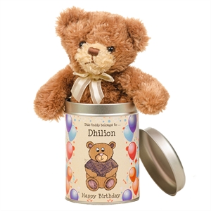 Unbranded Teddy in a Personalised Birthday Tin