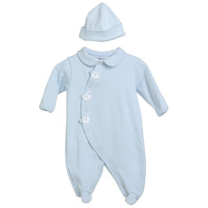 Teddy Sleepsuit and Hat, Blue, Tiny