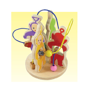 Wooden bead toy featuring all four Teletubbies. Age 12 months