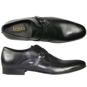 A Modern Monk style shoe from Jones Bootmaker. Features working strap with silver coloured buckle ov
