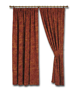 Terracotta Script Ready Made Curtains (W)46- (D)90in