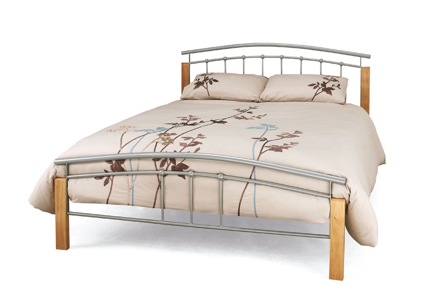 Unbranded Tetras Silver and Beech Small Double Bedstead