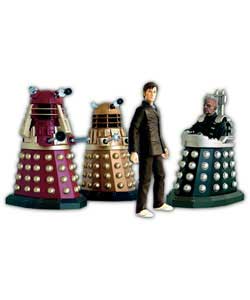 This set features action figures from the finale of series 4, including Davros, Supreme Dalek, a bro