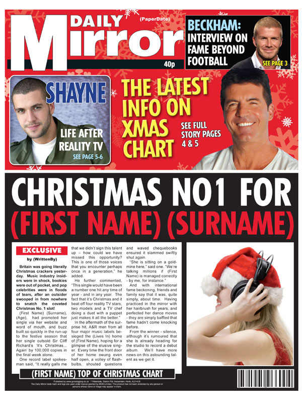 Unbranded Themed Female Spoof Newspapers Christmas No. 1