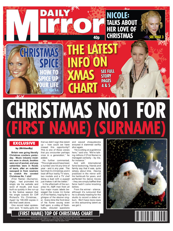 Unbranded Themed Male Spoof Newspapers Christmas No.1