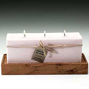 Three Wick Natural Wax Candle with Bougainvillea