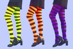 Party Supplies - Tights - Adult Witch - neon/black striped - one size