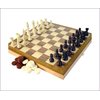 This fold-away chess board comes complete with both chess and draughts pieces. The chess pieces stor