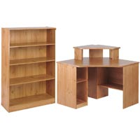 Traditional Solid Pine Style Corner Desk & Bookcase