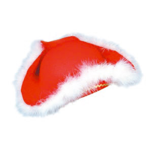 Tricorn hat, red with marabou trim