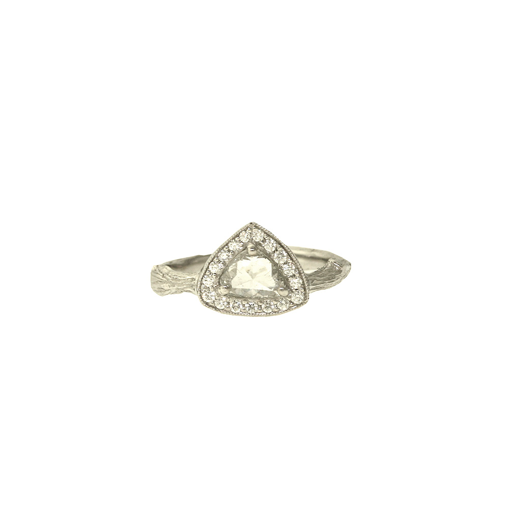 Trillion Cut Diamond Twig Ring