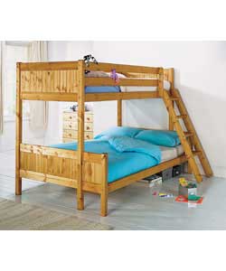 Unbranded Triple Bunk Bed with Trizone Mattress - Pine