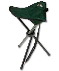 Lightweight black epoxy coated steel 3 legged stool. Heavy duty Oxford nylon triangular seat. Size (