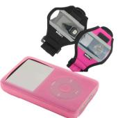 Tuff-Luv Silicone Case Cover With Neoprene Armband For Ipod Classic 160GB (Pink)