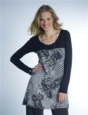 Unbranded Tunic-Style T-Shirt with Modern Paisley Print