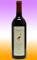 This wine is made from 90-year-old Grenache vines grown on the Turkey Flat Vineyard. These old