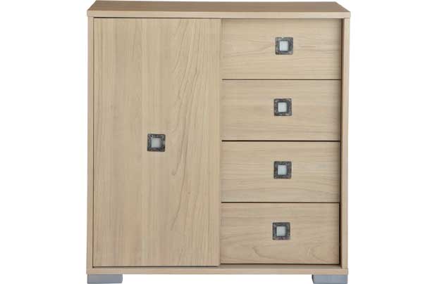 Unbranded Tuscan 1 Door 4 Drawer Chest - Light