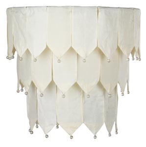 Three-tier chandelier made from ivory Tussar silk