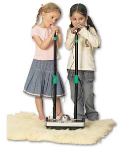 Twin microphones to sing along to the music or record your own songs.Easy to use controls, flashing
