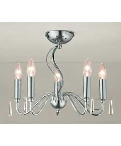 Unbranded Twister 5 Light Chrome and Glass Candleabra