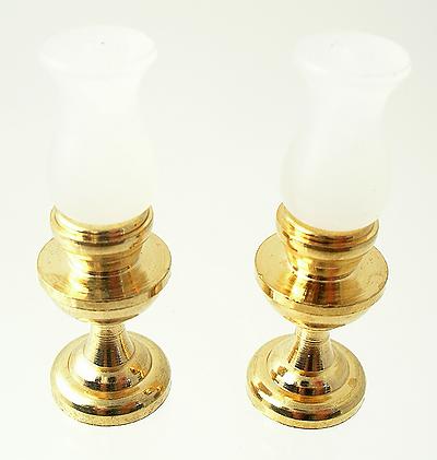 Two Brass Bedside Mock Oil Lamps