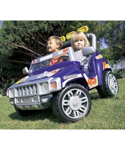 This 2 seater jeep is powered by 2, 12 volt motors which drives the rear wheels, has a 12 volt