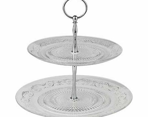 Unbranded Two Tier Glass Cake Stand