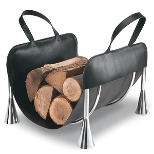 The Madera polished aluminum Log Holder and leather sling, has such a sleek design,  it can`t help