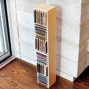 The Mora CD Rack in Natural Wood, is a storage tower that can hold up to 36 cds, and can be used