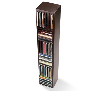 The Mora CD Rack in Espresso, is a storage tower that can hold up to 36 cds, and can be used free