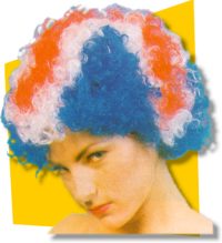 Adult sized afro wig, with a Union Jack on it